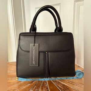 NWT La Terre Black Faux Leather Handbag
